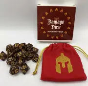 Gyld Dice Set: Superiority Dice - Acrylic, Black & Gold, 17 Dice w/ Bag