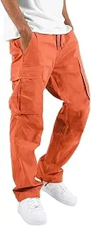 [Generic] Mens Cargo Pants Outdoor Hiking Pants Relax Fit Joggers Pants Loose Straight Casual Sweatpants Adjustable Bottom Hems