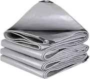 Small Multipurpose Cover, Grey Tarp Heavy Duty Double-Sided PVC Multi-Purpose Tarp Cover for Boat Log Store Roofing Sheets with Grommets and Reinforced Edges(2x4.5m)