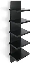 5 Tier Wall Shelves Black, Vertical Column Shelf Floating Storage Home Decor Organizer Tall Tower Design Utility Shelving Bedroom Living Room