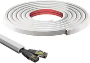 Trunking for Electric Cables, PVC Cable Trunking, 15x10mm Flexible Self-Adhesive Cable Cover,Mini Cable Duct for Wires on Wall Floor (White polygon, 3M)