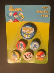 Smurfs Button Pins Smurfette Papa Smurf Brainy “I Love Nerds” Smurf Pinbacks New