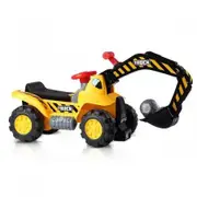 Kids Ride On Digger Excavator Car W/ Safety Helmet Great Gift Idea