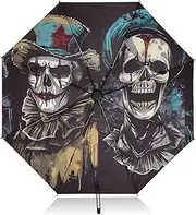 [PDZRMY] Death Reaper Clown UV Protection Travel Umbrella Compact for Rain and Sun - Auto Open and Close UPF 50+ Windproof Portable 46” Sun Umbrella for Women and Men
