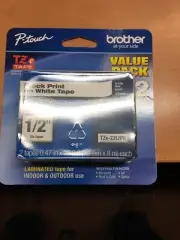Brother TZE2312PK Laminated P-touch Black Print on White Tape