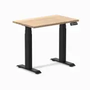 Desky Dual Mini White Ash Hardwood Sit to Stand Desk 800x500mm Matte Black Frame