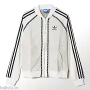 Adidas SUPERSTAR TRACK Jacket sweat shirt shop LEATHER Top firebird~Womens sz XS