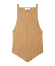 Pointy ribbed tank top L Nude