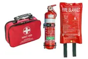 First Aid Kit, 1kg Dry ChemFire extinguisher and Fire Blanket 1m X 1m