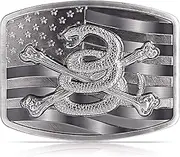 [XINGOHQ] Western Cowboy/Cowgirl Belt Buckle，American Flag Belt Buckle with Intricate Snake Design, Silver-Tone