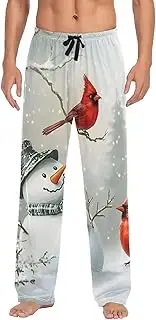 [XYMZR] Christmas Bird Snowman Snow Men's Pajama Bottoms Lounge Pajama Pants Sleep Bottoms with Pockets for Men S