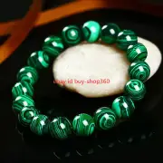 Handmade Copying 10mm Green Malachite Round Gemstone Beads Stretch Bracelet