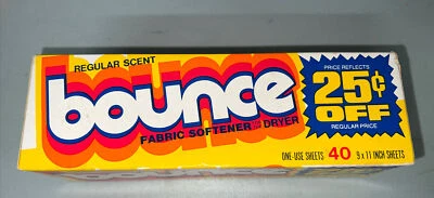 Vintage Original BOUNCE Fabric Softener 40 Dryer Sheets P&G
