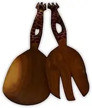 Beautifully Carved African Salad Serving Set, Handmade in Africa (Giraffe - Dark)