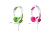 2pc BuddyPhones School Plus Wired Headphones Headset w Boom Mic Pink Green Kids