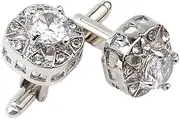 [JYHLSHBA] Cufflinks For Men 1 Pair Of Silver Enamel Zirconia Cufflinks Men'S Business French Shirt Suit Cufflinks Armpins