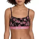 CALVIN KLEIN CK One Unlined Bralette sz M Medium Black Pink Red Roses Valentines