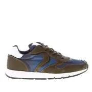 VOILE BLANCHE men shoes Military green suede and blue tech fabric Jave sneaker