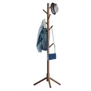 Wooden Tree Coat Rack Stand Freestanding w/ 8 Hooks for Bags Hats Coats Scarves
