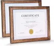 Certificate Frames 8.5 x 11 Picture Frames Diploma Frame with Stand Rustic Wood Document Frame with High Definition Glass for Wall or Tabletop Display Set of 2 Carbonized Black