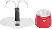 Yosoo Double Head Coffee Pot Portable Mocha Pot, Red Aluminum Alloy 2 Cup Coffee Maker, Stainless Steel Spout,Easy to Carry for Home Brewing