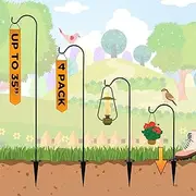Shepherds Hooks for Outdoor - Set of 4 Adjustable Garden Poles for Bird Feeders, Solar Lanterns, Wind Chimes and Hanging Plants - Ground Stakes for Perfect Outdoor Landscape Decorations