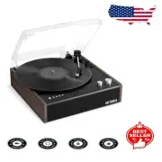 Dual Bluetooth 3-Speed Turntable - Built-in Speakers & Vintage Style Espresso