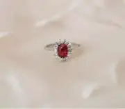 2.00 Ct Oval Shape Natural Ruby diamond Woman s Ring 14Ksolid white gold