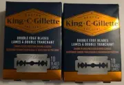 King C Gillette Double Edge Razor Blades 10 Count Each - 2 BOX Lot