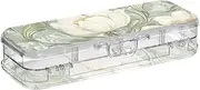 [Amooorous] Vintage Flowers Pattern Designed Plastic Pencil Box Clear Double-Deck Pen Storage Containers For Stationery Supplies With Lid