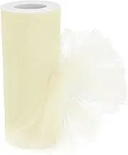 Ribreeze Ivory Tulle Fabric Roll - 6 Inch X 25 Yards Tulle Ribbon for Gift Wrapping DIY Crafts Party Decorations and Making Ponchos and More