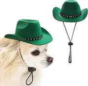 AWOCAN Pet Dog Costume Cowboy Hat Cosplay Cap Puppy Pet Dog Cat Holiday Pet Party Decoration (Green)