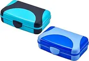It's Academic Hard Pencil Case, Durable Plastic Pencil Box, Kid-Friendly Colors in Blue & Turquoise, 2-Pack
