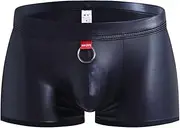 [Generic] Snowball Underwear for Men Leather Rings Lacquer Plain Mens Imitation Sexy Underpants Underwear Sexy Pants Men's Underwear Men Breathable Mens Underwear
