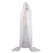 White Adult Hooded Velvet Cloak Cape Wizard Costume