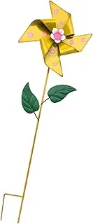 Dickly Wind Spinner Garden Decoration with Metal Stake 10.6" W X 31.5" H for Patio, Yellow