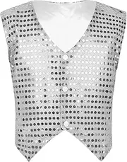 [Choomomo] Kids Boys Girls Sequins Vest Hip-Hop Street Dance Performance Costume Waistcoat Crop Tops