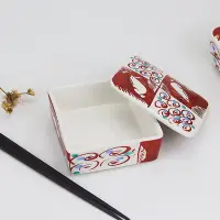 在飛比找Yahoo!奇摩拍賣優惠-現貨200起發*日式陶瓷鰻魚飯盒壽司盒正方形帶蓋便當盒餐盒商