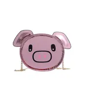 2 Pcs Lovely Children's Cartoon Pig Handbag Fashion Laser Women Chain Crossbody Bags Sweet Student Girls Mini Messenger Bag Coin Purse