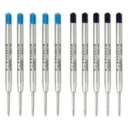 10Pcs Parker Quink Ball Refills 5 Black+5 Blue Fits My Store Ballpoint Pens