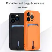 Silicone Case Cover With Card Slot Holder For iPhone15 14 16 12 Pro Max 13 Mini