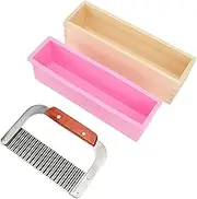 Soaps Molds Making Kit With Wooden Cutter Measuring Box, Loaf Soap Cutter With Silicone for Beginners DIY