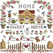 Awesocrafts Cross Stitch Stamped Kits Sweet Home Easy Patterns Cross Stitching Embroidery Needlework Kit Supplies (Home)