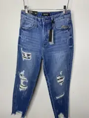 NWT Buffalo David Bitton Distressed Frayed Hem W26 Girlfriend High Rise Relaxed