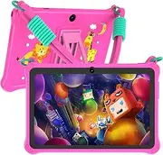 PRITOM Lanyard Kids Tablet 7 inch, 32GB Toddler Tablet Android 13 with WiFi, Dual Camera, Education, Games, Kids Software Pre-Installed, Parental Control, Pink