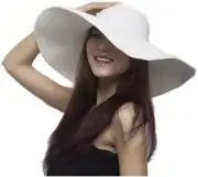 Women's Large Wide Brim Floppy Sun Hat Beautiful Solid Color Beach Visor...