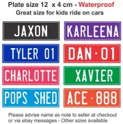 KIDS RIDE ON PEDAL ELECTRIC CAR TRIKE MINI NUMBER PLATE PERSONALISED 12 x 4 cm