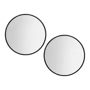 TOOLKISS 2 Wall Mirror Makeup – 80cm Round Framed Mirrors for Bathroom & Home Decor, Black MDF Frame, Premium Silver Plating, Intelligent Mist Removal, High Clarity Reflection