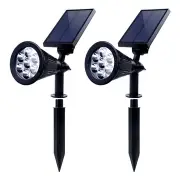 2 Pcs Solar Outdoor Yard Garden 7 Led Lawn Landscape Path Lights Lighting Spotlight Lamp Solar Light
