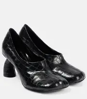 [Dries Van Noten] Dries Van Noten 75 croc-effect metallic leather pumps AU 7.5 gold